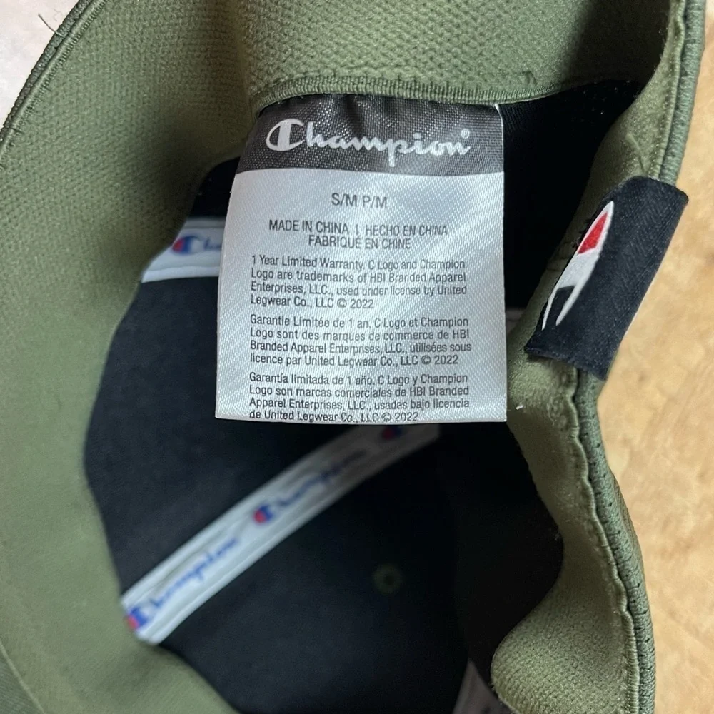 Champion Small Medium Olive Green Baseball Cap Hat Mens Earth Tone Outdoor